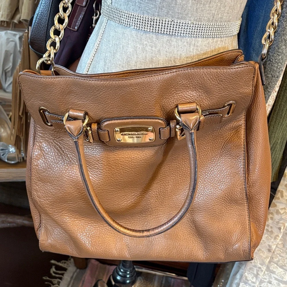 Michael Kors Hamilton Tan Leather Satchel - Picture 10 of 12